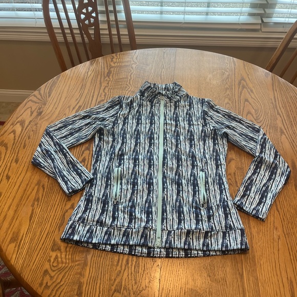 Peter Millar Women’s Blue Print Full Zip Sunblock SPF 50 Golf Swim Jacket M - Picture 1 of 13